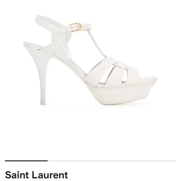 YSL WHITE TRIBUTE HEELS 75mm - Picture 8 of 8